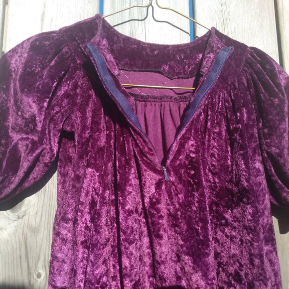 Vintage Baby Girls Dress Purple Crushed Velour Lace Applique - Picture 16 of 16